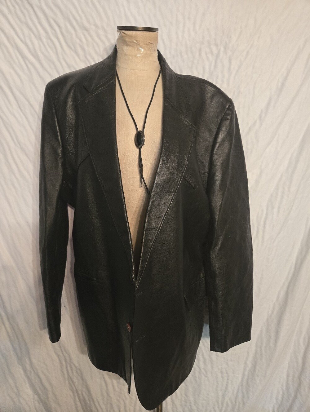Men's Black Leather Performance Blazer Jacket